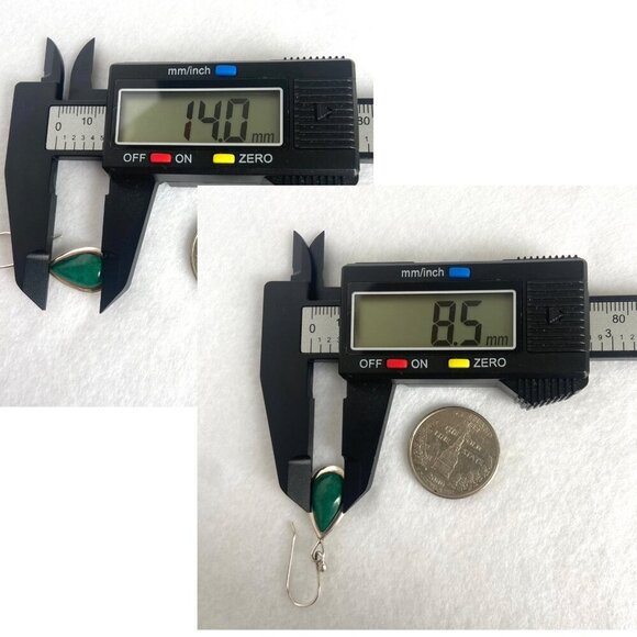 Sterling Silver 925 Southwest Style Chrysocolla Teardrop Dangle Drop Earrings - Picture 9 of 16